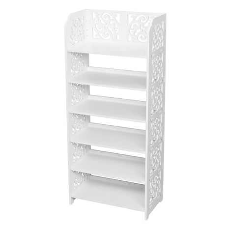 Wood-Plastic Board Six Tiers Carved Shoe Rack – water-ready & Easy Assembly