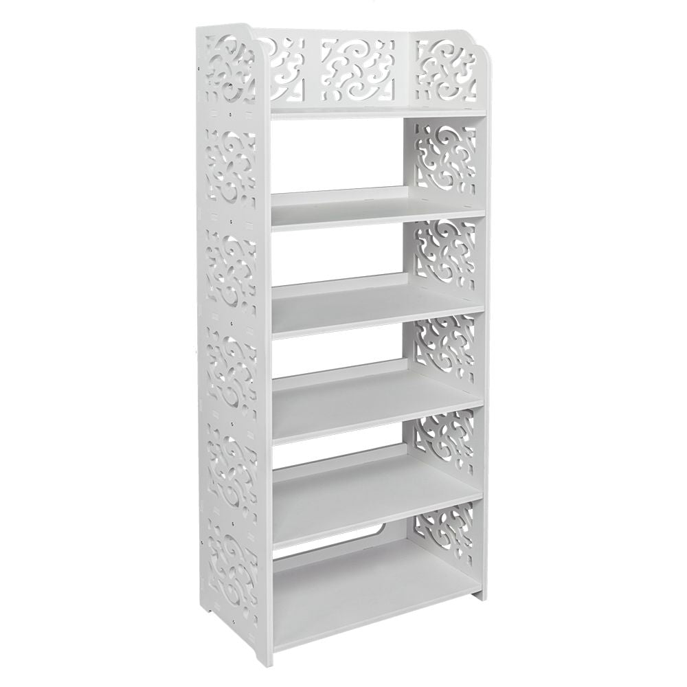 Wood-Plastic Board Six Tiers Carved Shoe Rack – water-ready & Easy Assembly