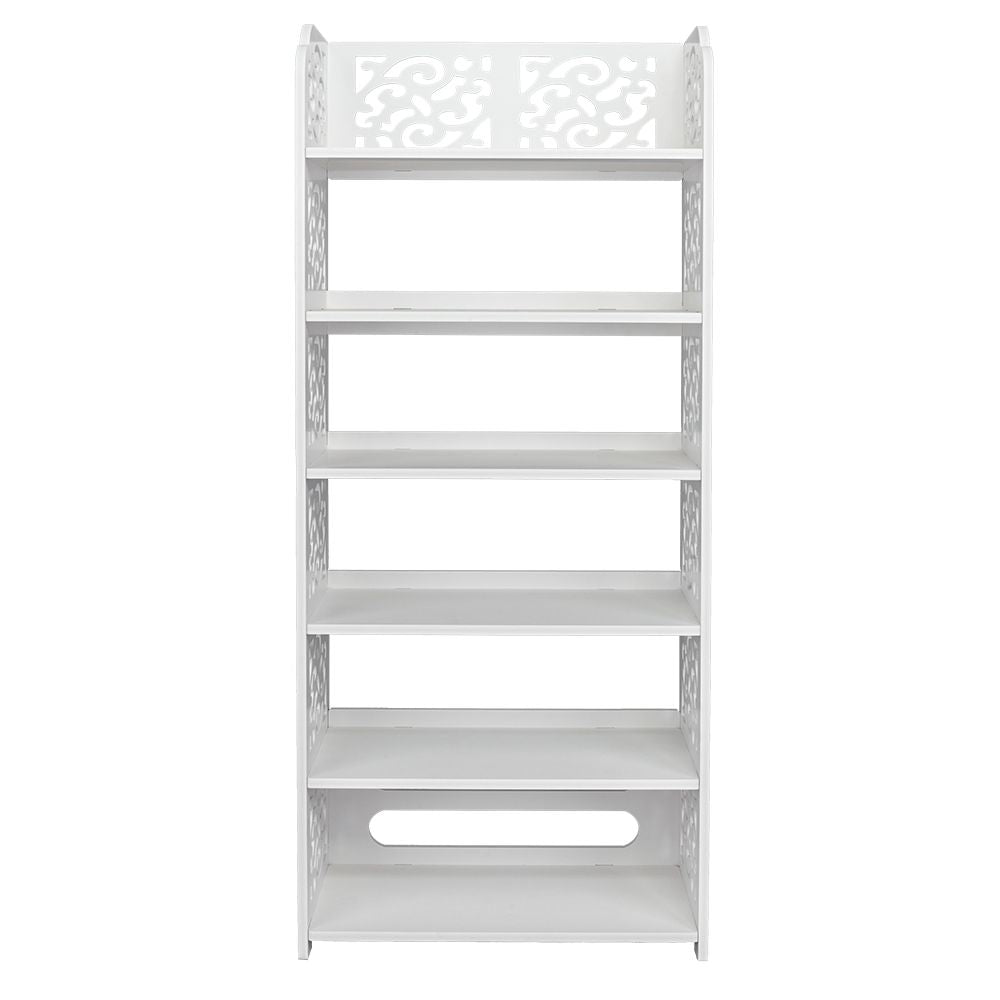 Wood-Plastic Board Six Tiers Carved Shoe Rack – water-ready & Easy Assembly