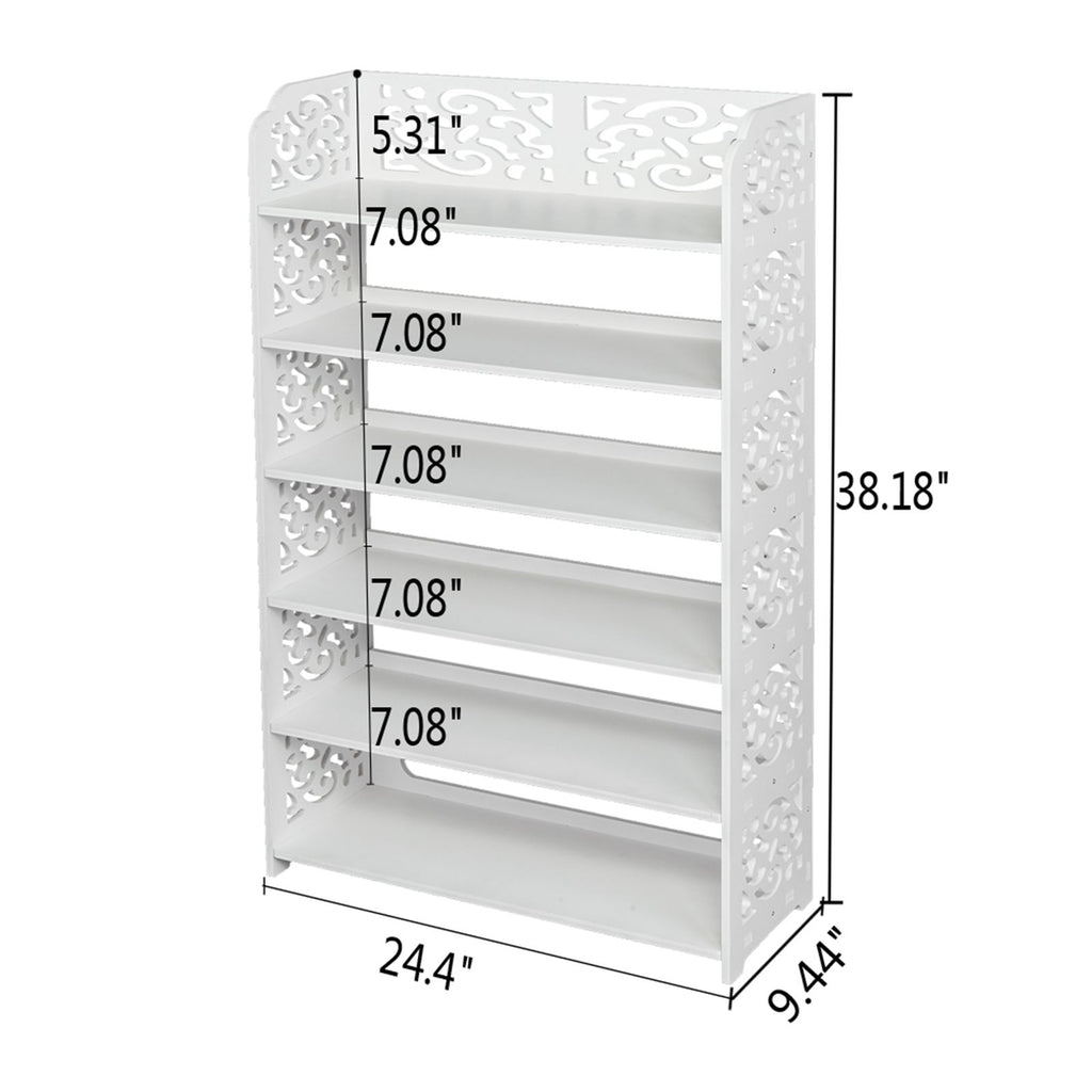 Six-Tier Shoe Rack with Hollow Design for Entryway Organization