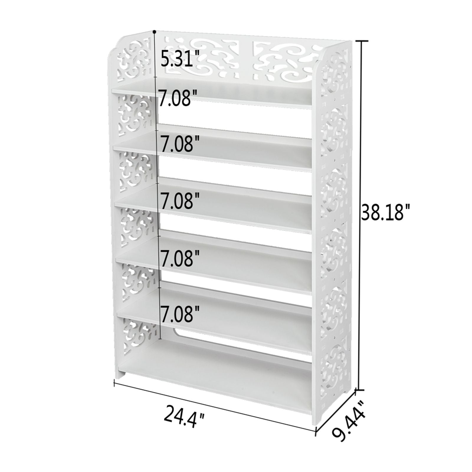 Six-Tier Shoe Rack with Hollow Design for Entryway Organization