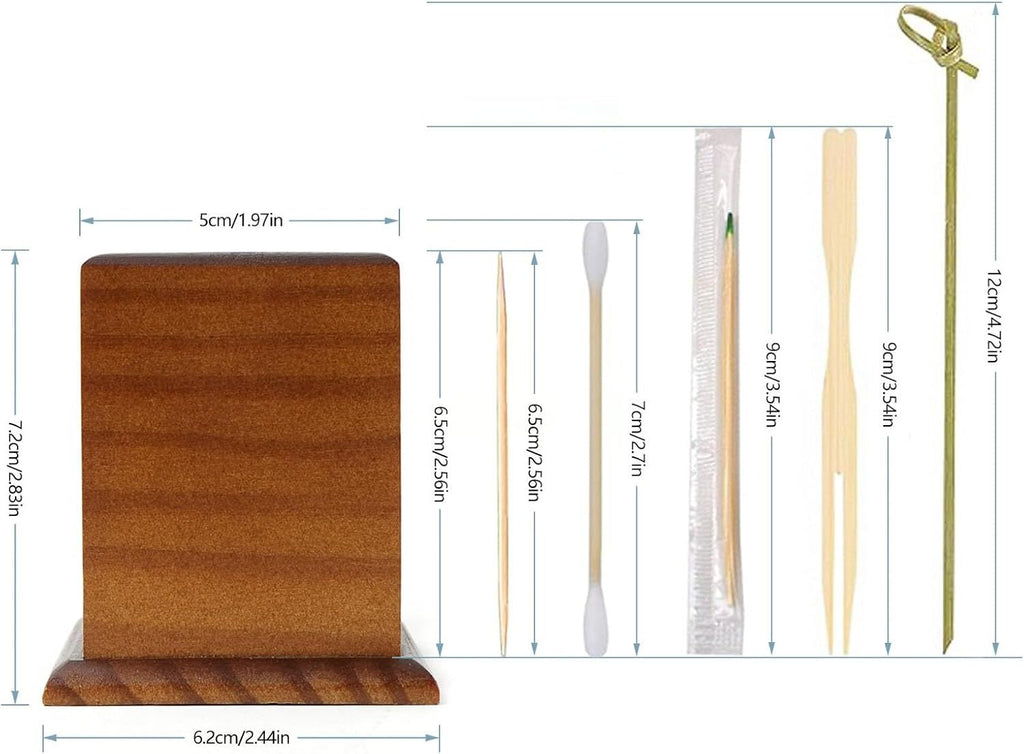 Square Wood Toothpick Holder for Kitchen Countertop