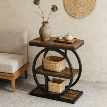 Rustic Four-Tier Narrow End Table