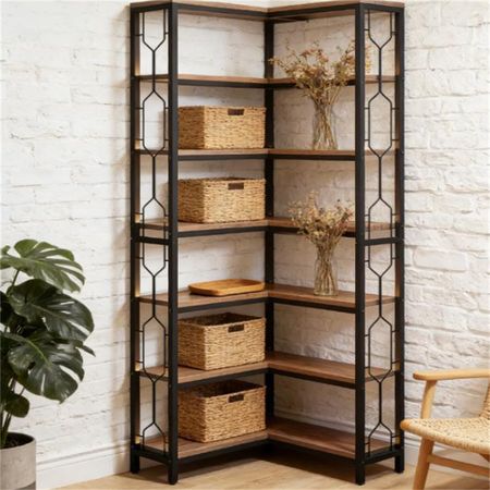 Hexagonal Corner Bookshelf and Vertical Display Rack
