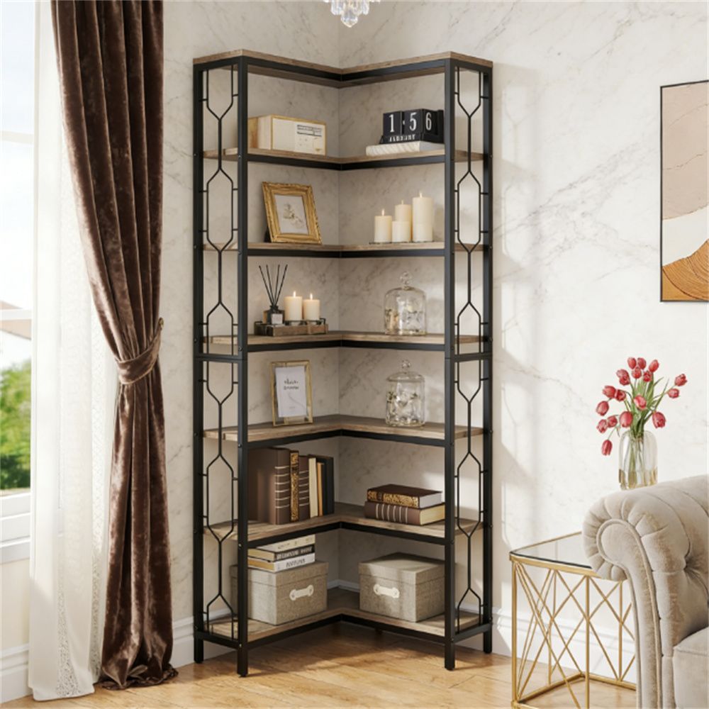 Hexagonal Corner Bookshelf and Vertical Display Rack