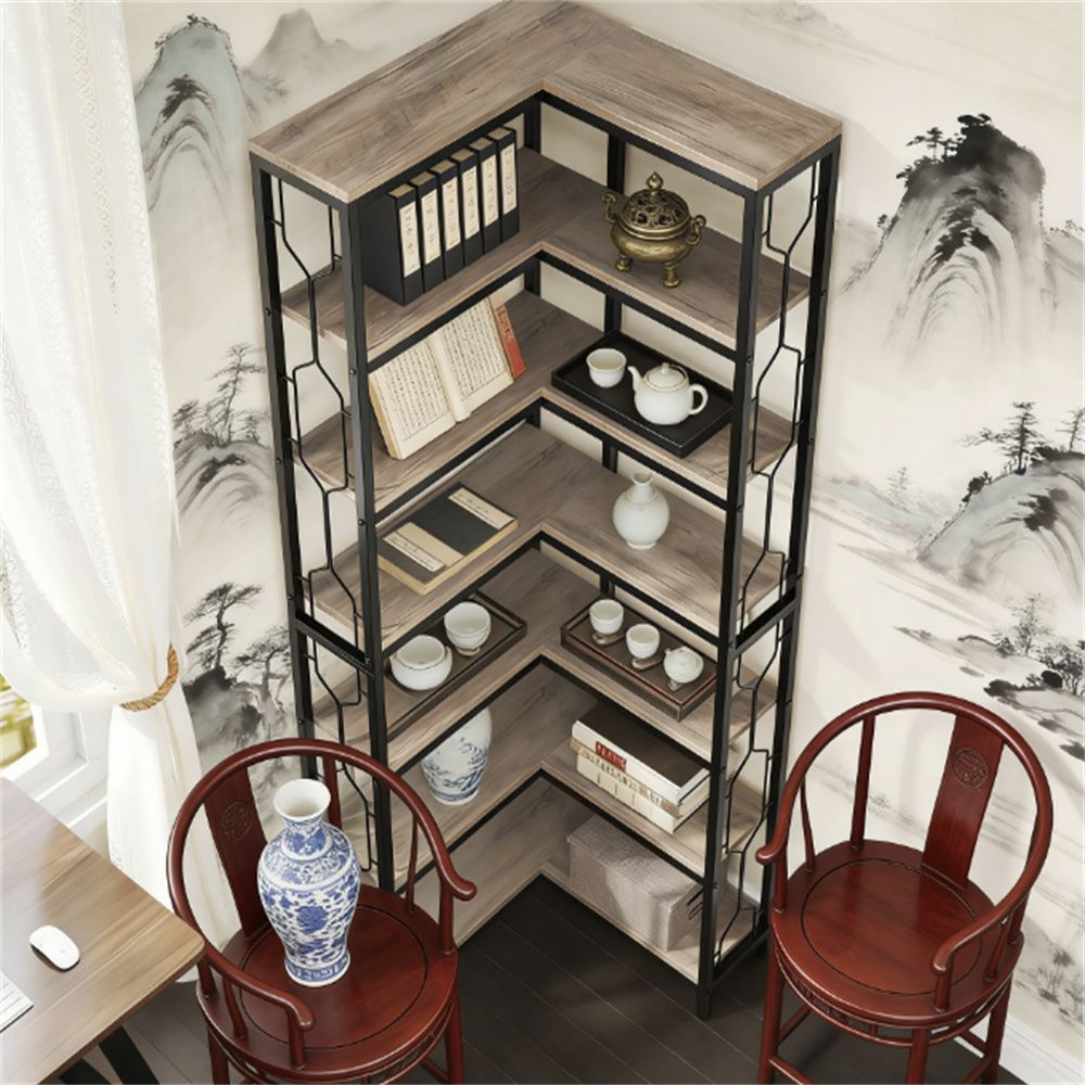 Hexagonal Corner Bookshelf and Vertical Display Rack