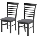 Wooden Dining Chairs Set of 2, Farmhouse Upholstered Kitchen Chairs with Rubber Wood Frame, Black an