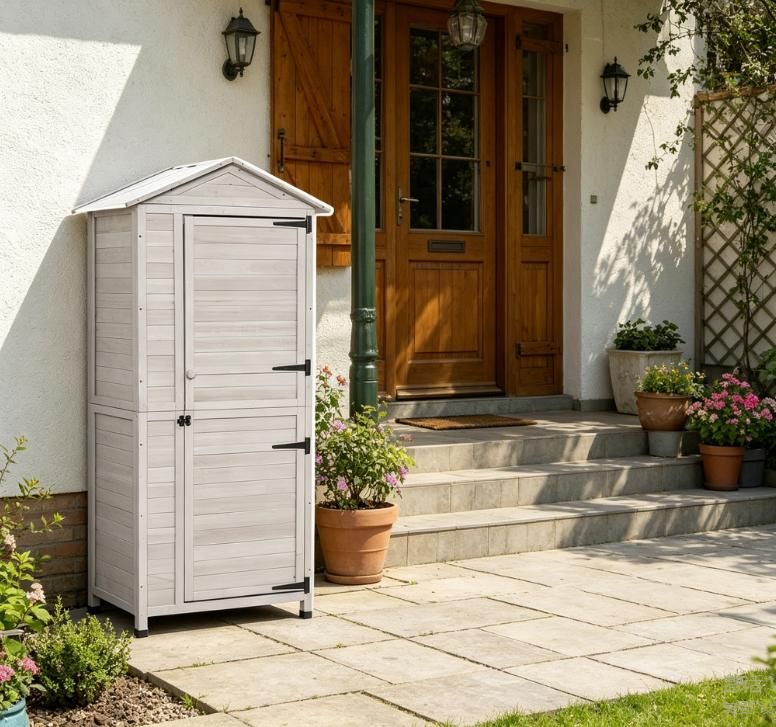Lockable Garden Storage Shed with Sloped Roof and Handle