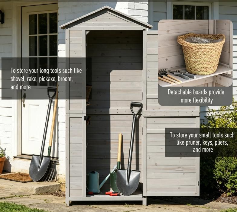 Lockable Garden Storage Shed with Sloped Roof and Handle