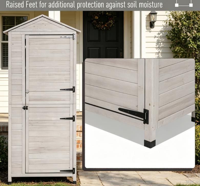 Lockable Garden Storage Shed with Sloped Roof and Handle