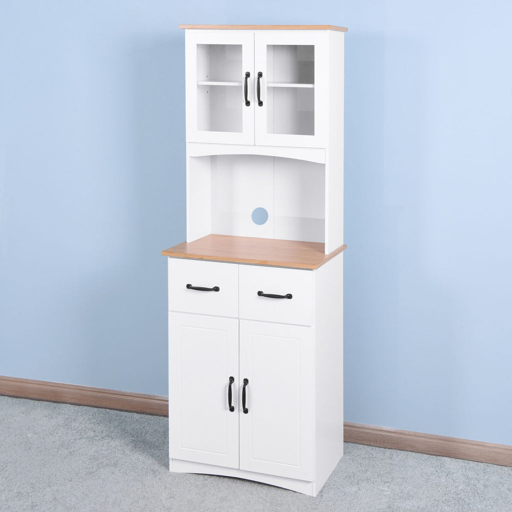 Wooden Kitchen Cabinet with Framed Glass Doors and Drawer - Ample Storage for Pantry