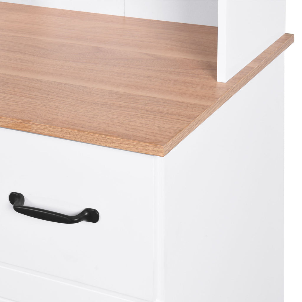 Wooden Kitchen Cabinet with Framed Glass Doors and Drawer - Ample Storage for Pantry