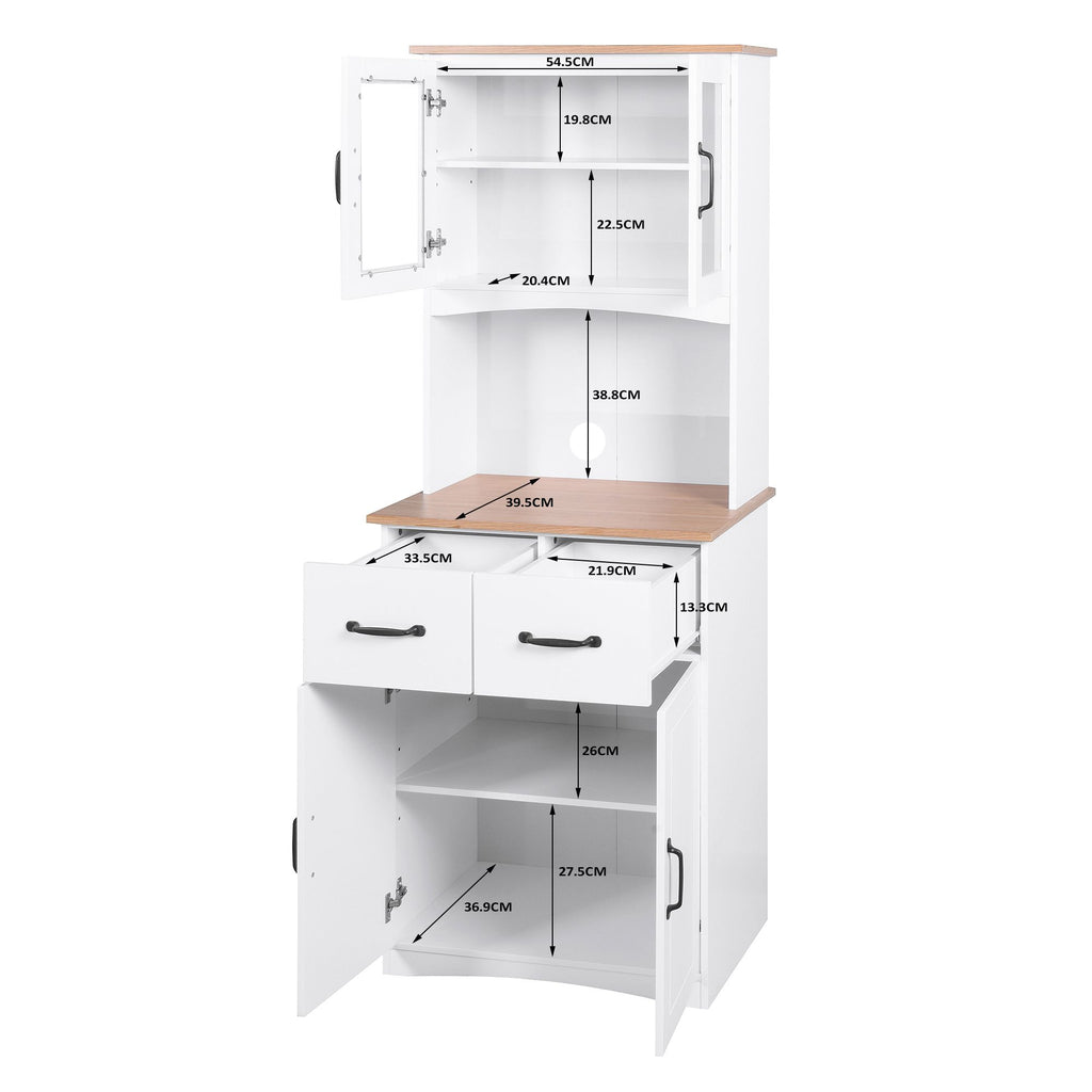 Wooden Kitchen Cabinet with Framed Glass Doors and Drawer - Ample Storage for Pantry