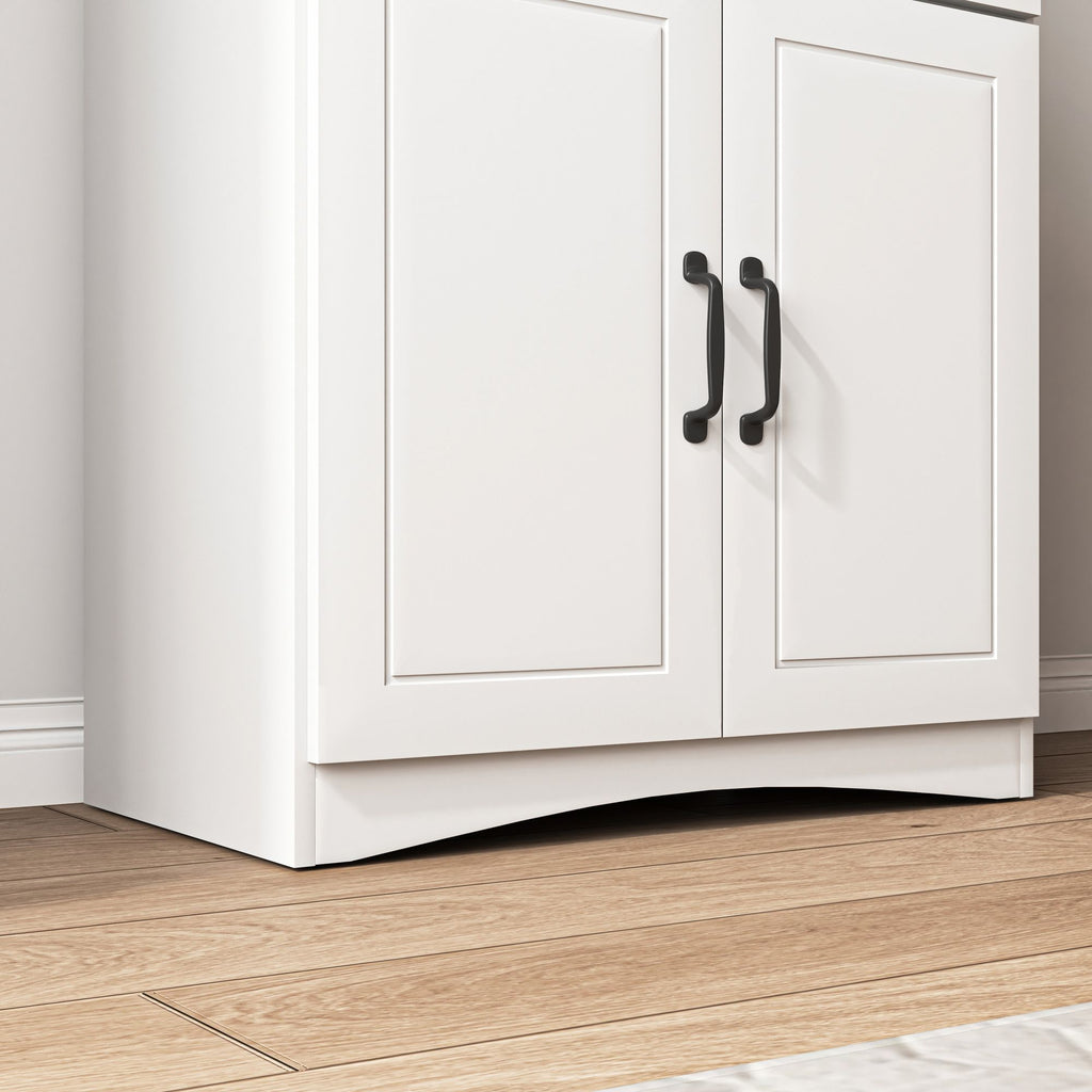 Wooden Kitchen Cabinet with Framed Glass Doors and Drawer - Ample Storage for Pantry