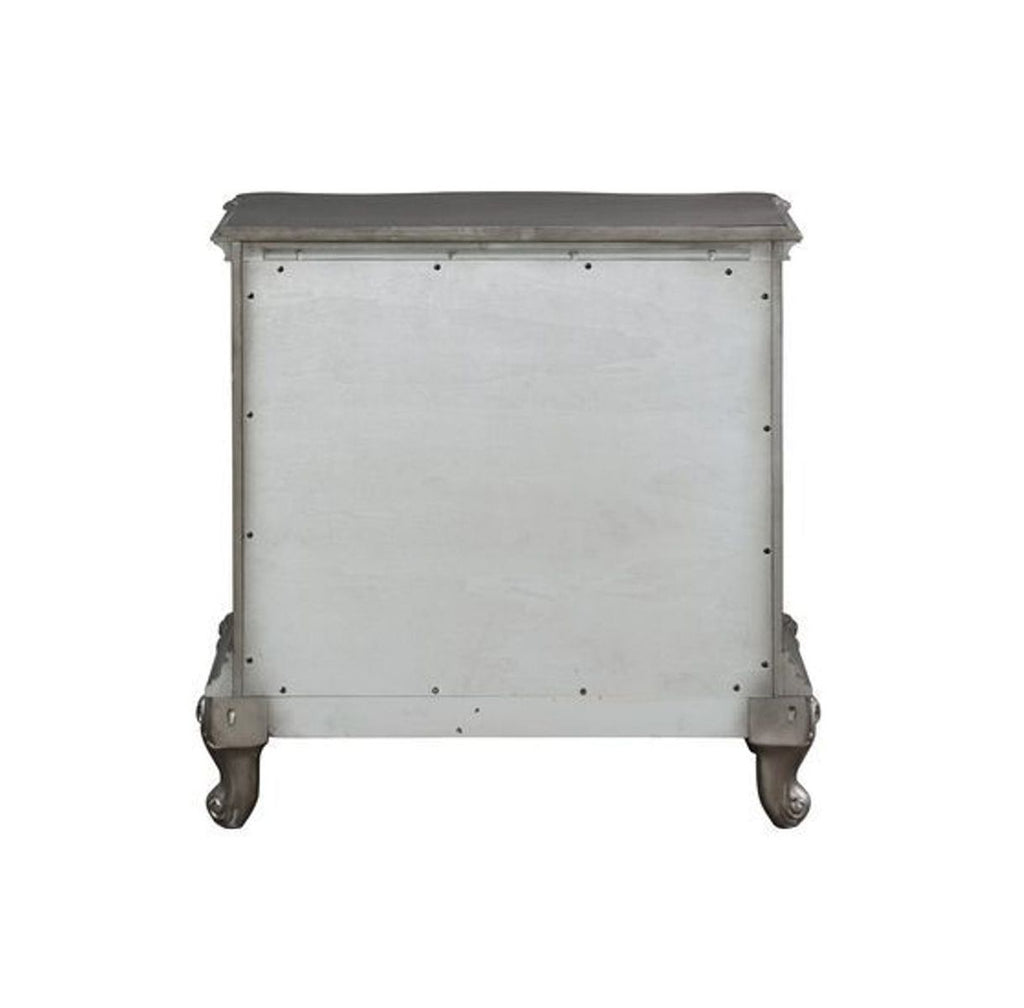 Antique Platinum Two-Drawer Nightstand with Cabriole Legs