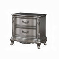 Antique Platinum Two-Drawer Nightstand with Cabriole Legs