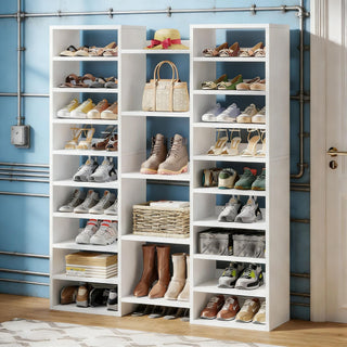 Wooden Shoe Rack, Freestanding Shoe Organizer with 23 Storage Shelves