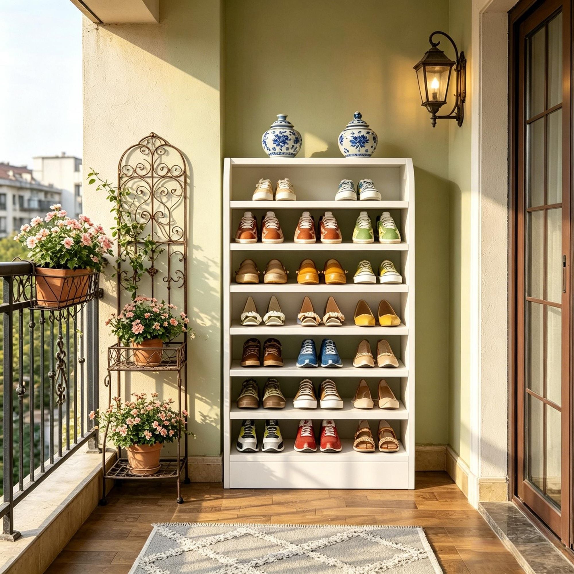 Vertical Shoe Cabinet with Flexible Shelving