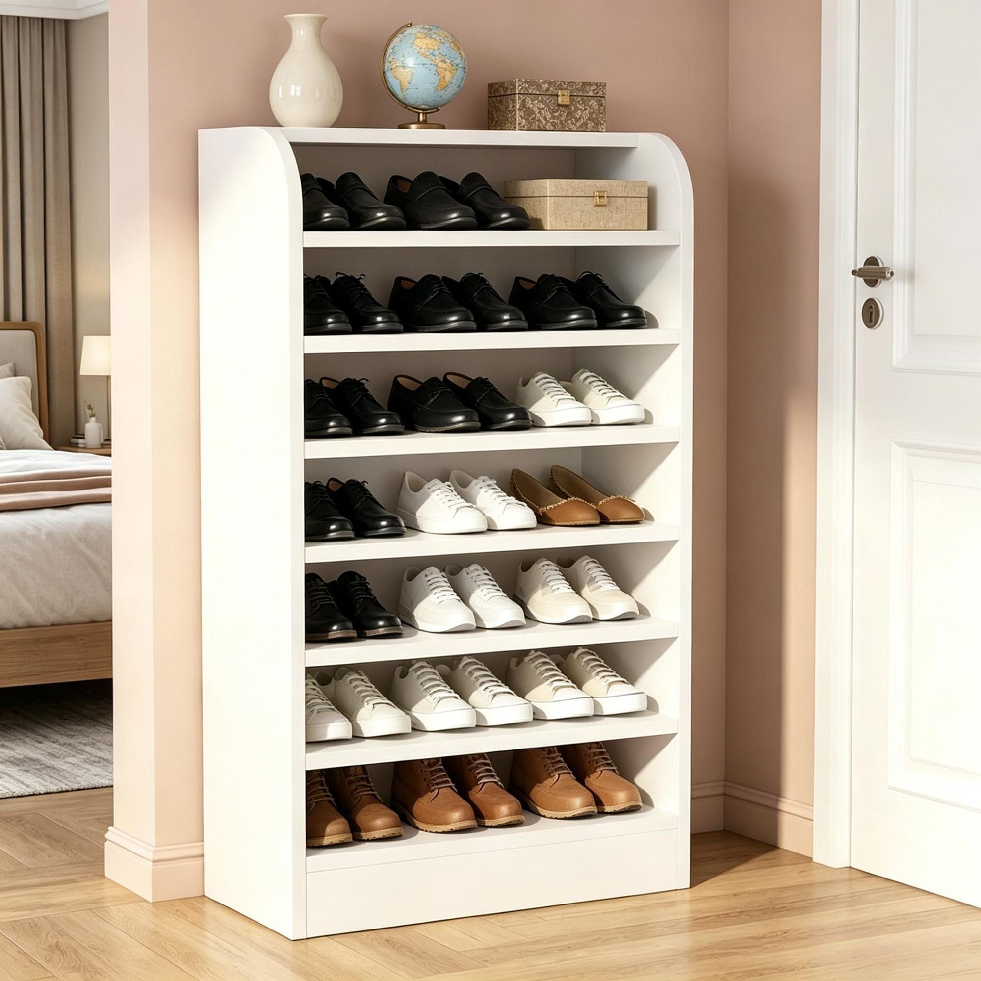 Vertical Shoe Cabinet with Flexible Shelving