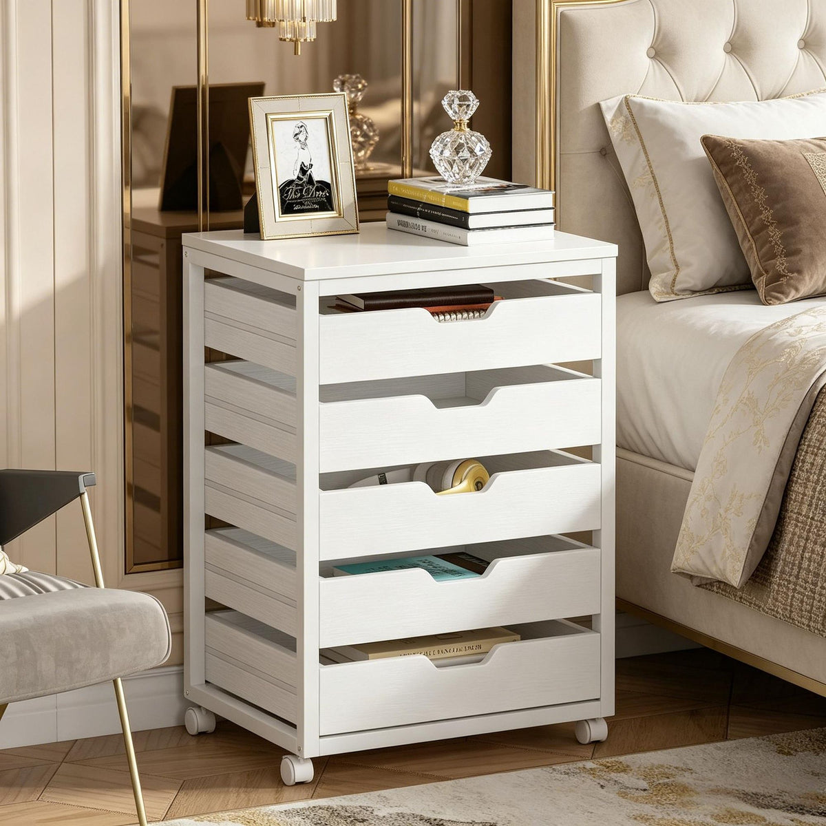 Rustic Industrial Mobile Drawer Cabinet