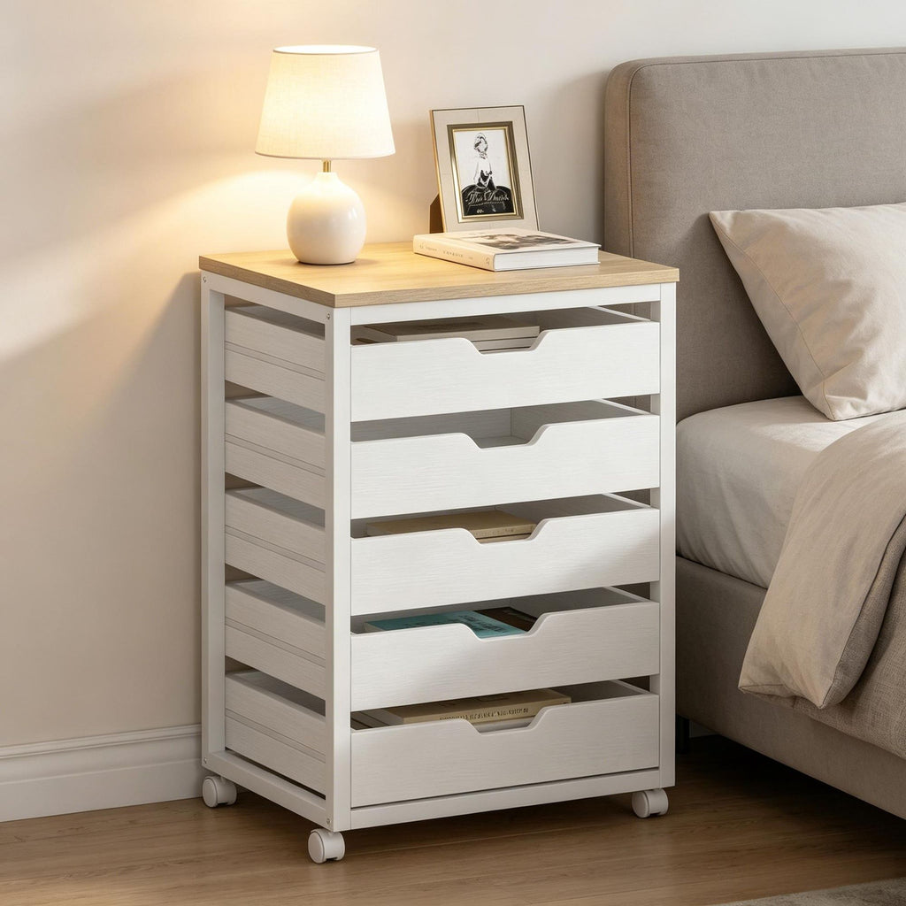 Rustic Industrial Mobile Drawer Cabinet