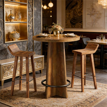Rustic Round Bar Table with Crisscross Base