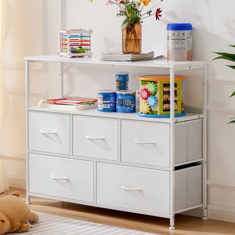 Large Open Storage TV Stand with Multiple Drawers and Adjustable