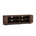 59- Wooden TV Stand with 8 Open Shelves and Adjustable Storage - Walnut