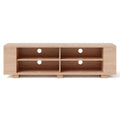 59- Wooden TV Stand with 8 Open Shelves and Adjustable Storage - Natural