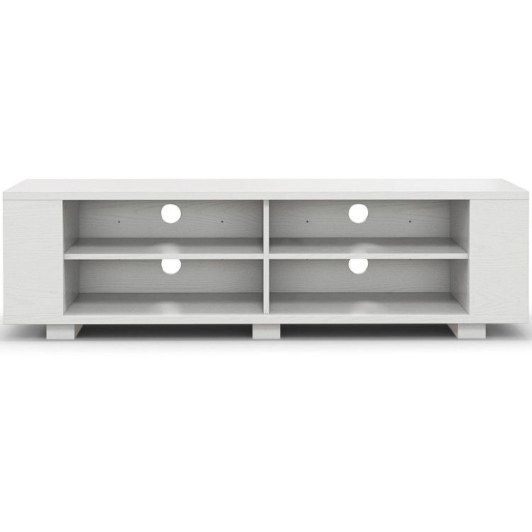 59- Wooden TV Stand with 8 Open Shelves and Adjustable Storage