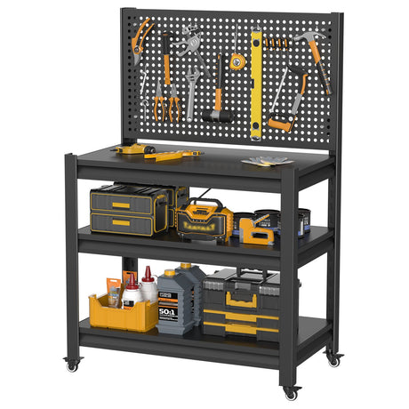 Garage Workbench with Tool-Organizing Pegboard