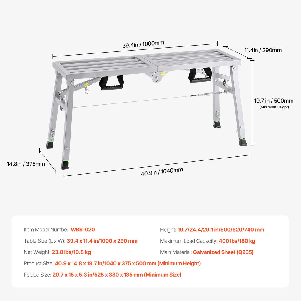 VEVOR Folding Work Platform with Adjustable Legs