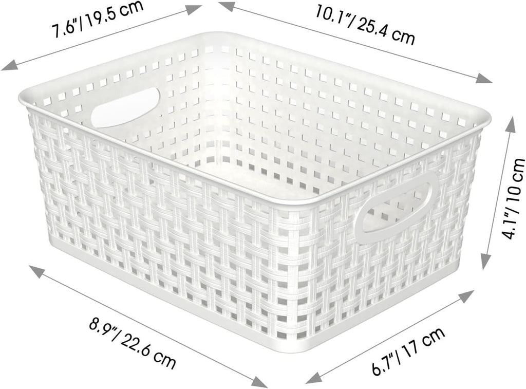 6-Pack Woven Plastic Storage Baskets for Neat Shelves