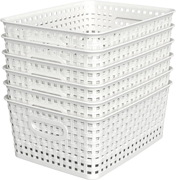6-Pack Woven Plastic Storage Baskets for Neat Shelves