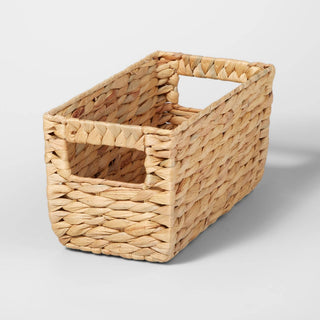 Woven Water Hyacinth Rectangular Storage Basket - Natural