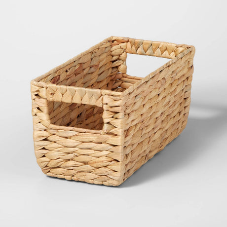 Woven Water Hyacinth Rectangular Storage Basket - Natural