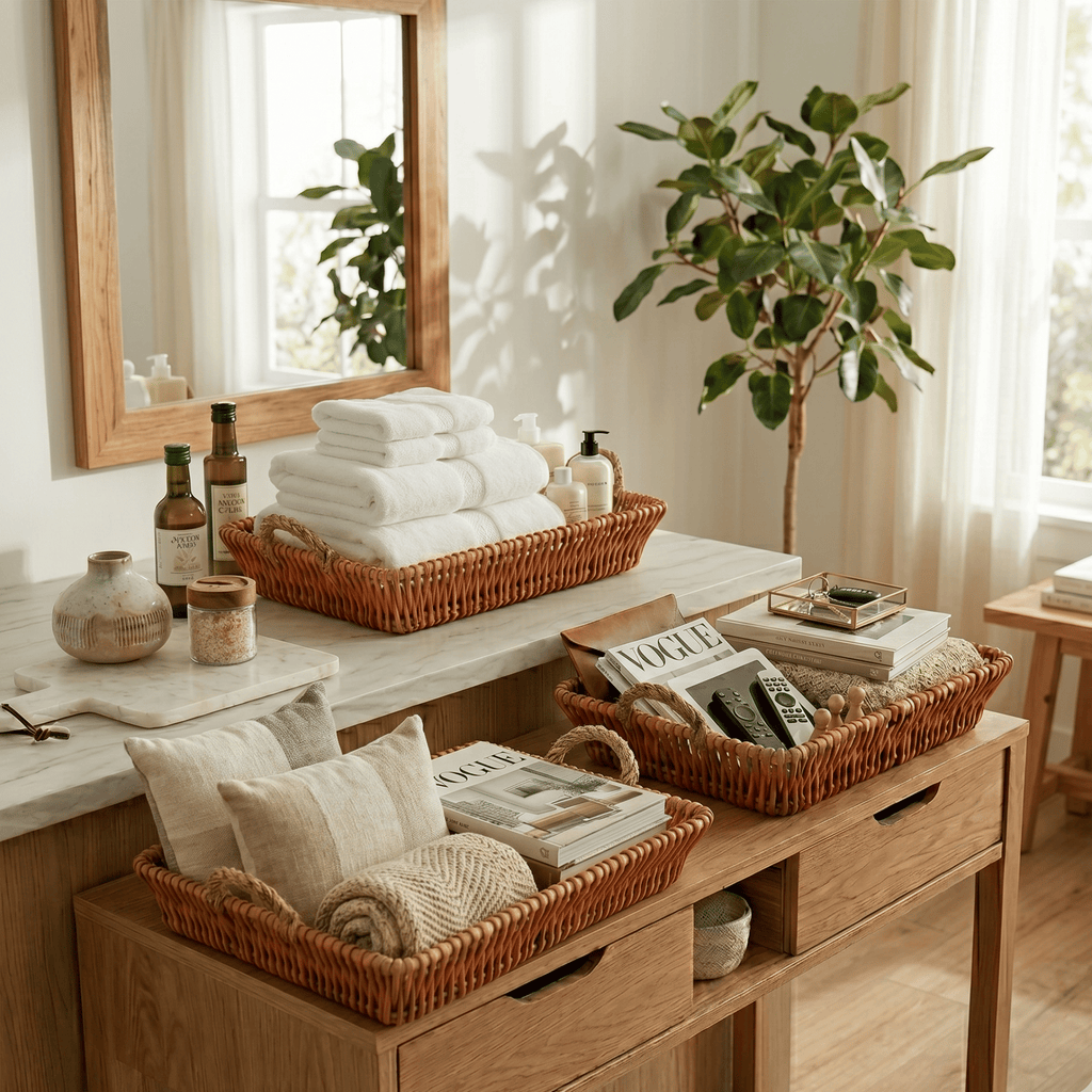 Natural Woven Nesting Baskets for Linens and Living Spaces
