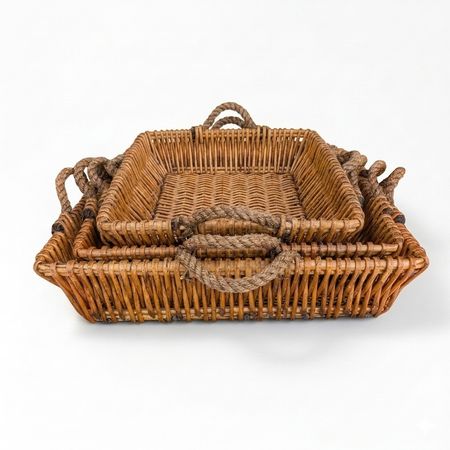 Natural Woven Nesting Baskets for Linens and Living Spaces