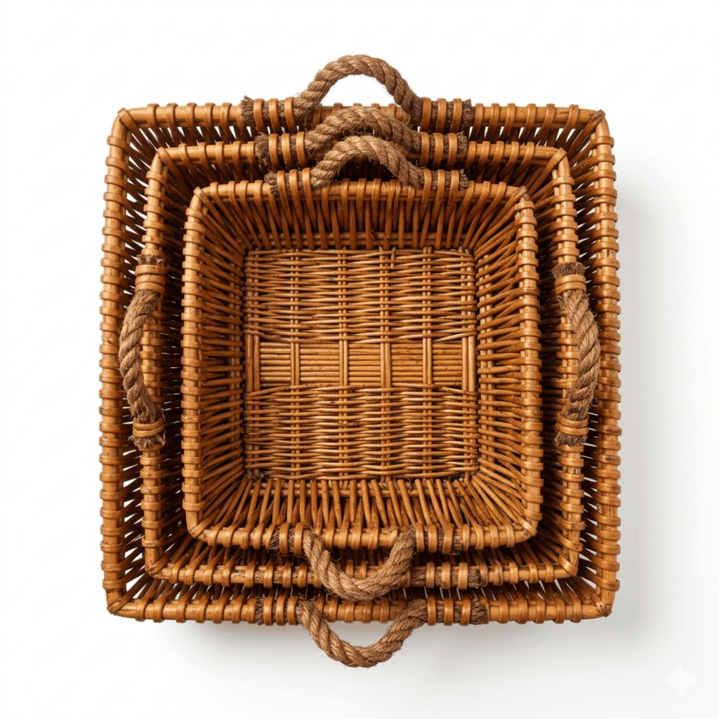 Natural Woven Nesting Baskets for Linens and Living Spaces