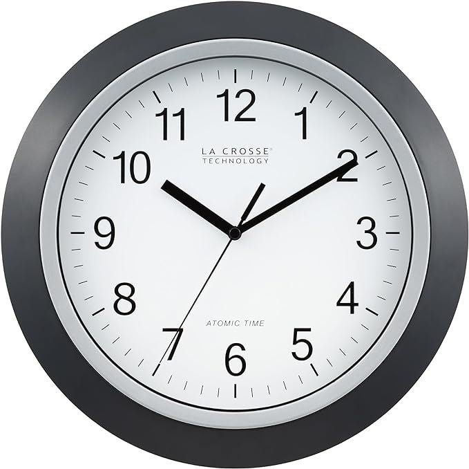 12- Atomic Analog Wall Clock in Black