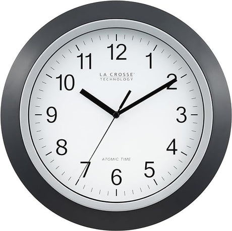 12- Atomic Analog Wall Clock in Black