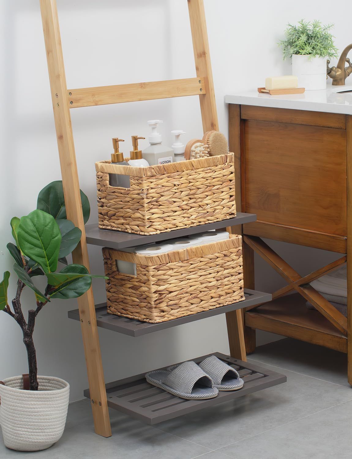 Hand-Woven Water Hyacinth Storage Basket – Natural & Multi-Purpose