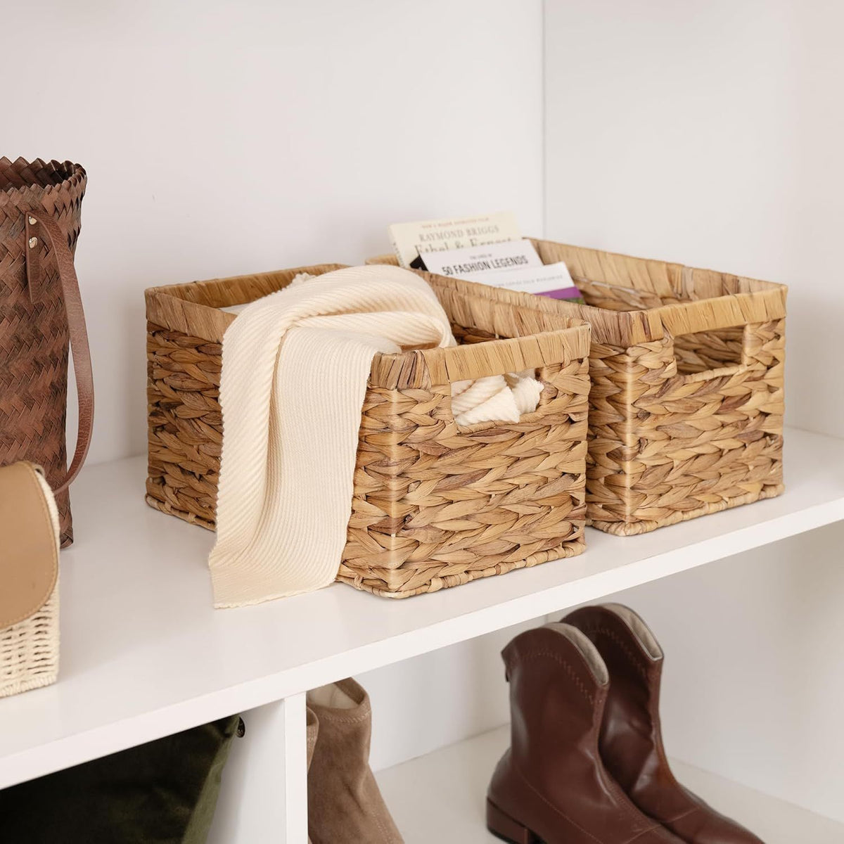 Hand-Woven Water Hyacinth Storage Basket – Natural & Multi-Purpose
