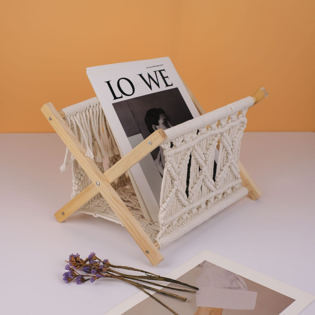 Woven Boho Magazine Rack for Books and Newspapers