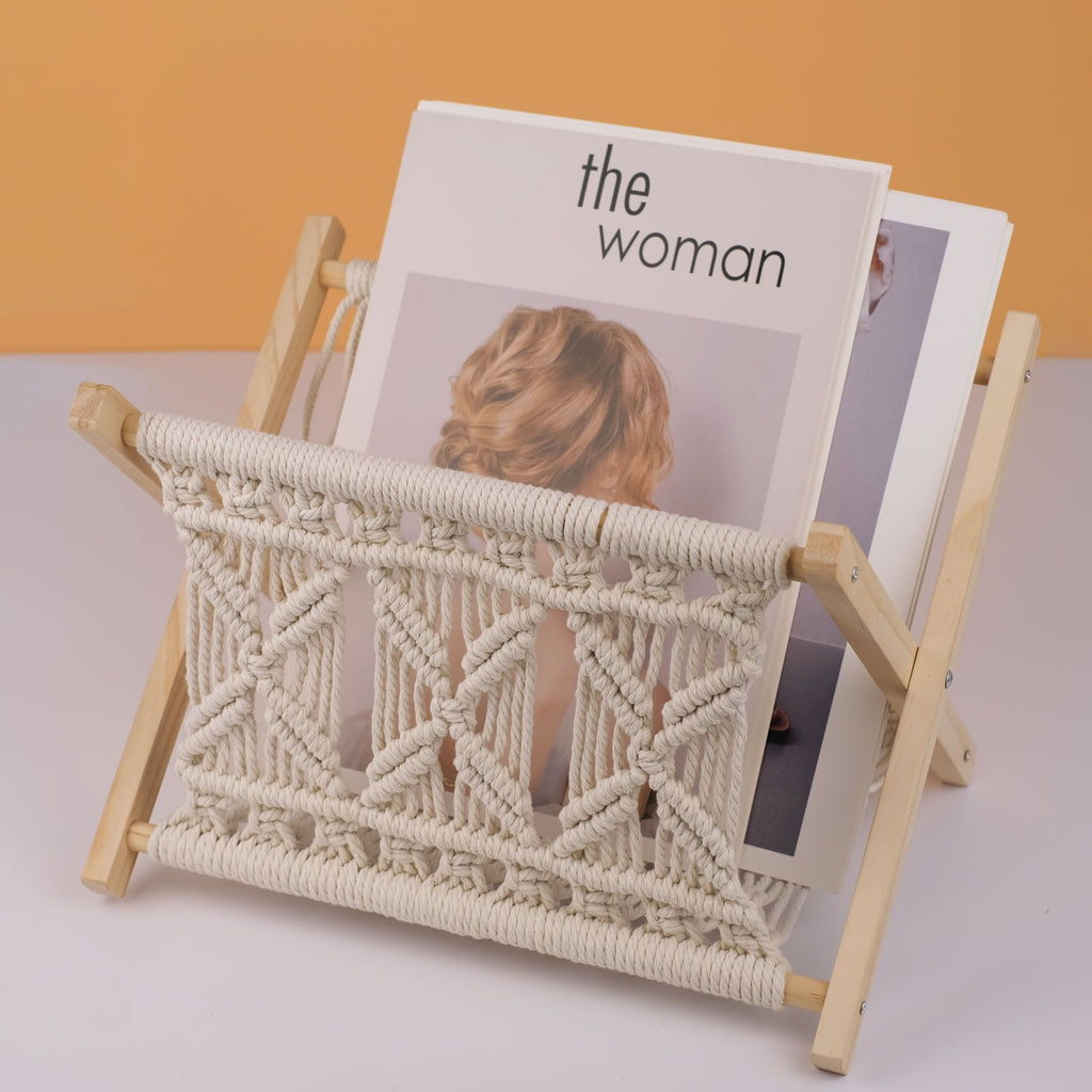 Woven Boho Magazine Rack for Books and Newspapers