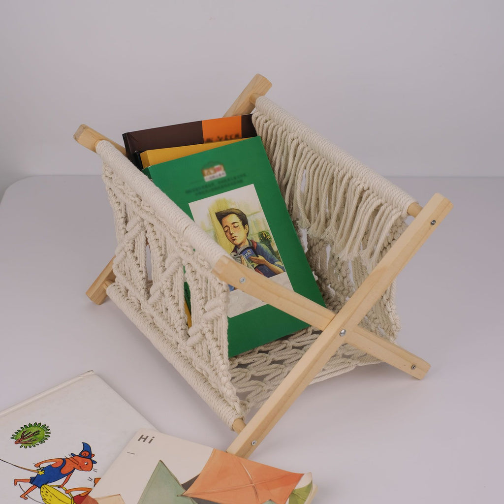 Woven Boho Magazine Rack for Books and Newspapers