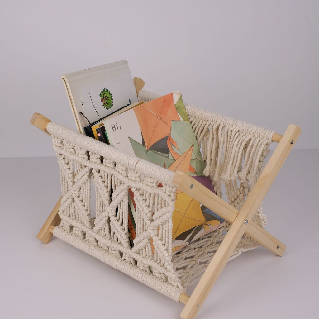 Woven Boho Magazine Rack for Books and Newspapers