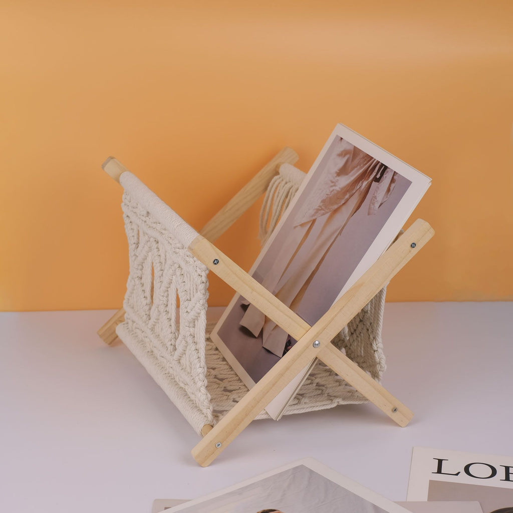 Woven Boho Magazine Rack for Books and Newspapers
