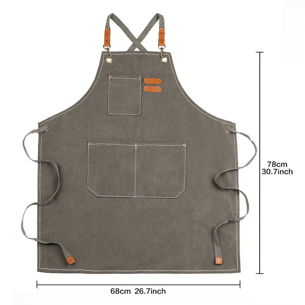 Xemussa Cotton Canvas Cross Back Chef Apron - Adjustable, practical