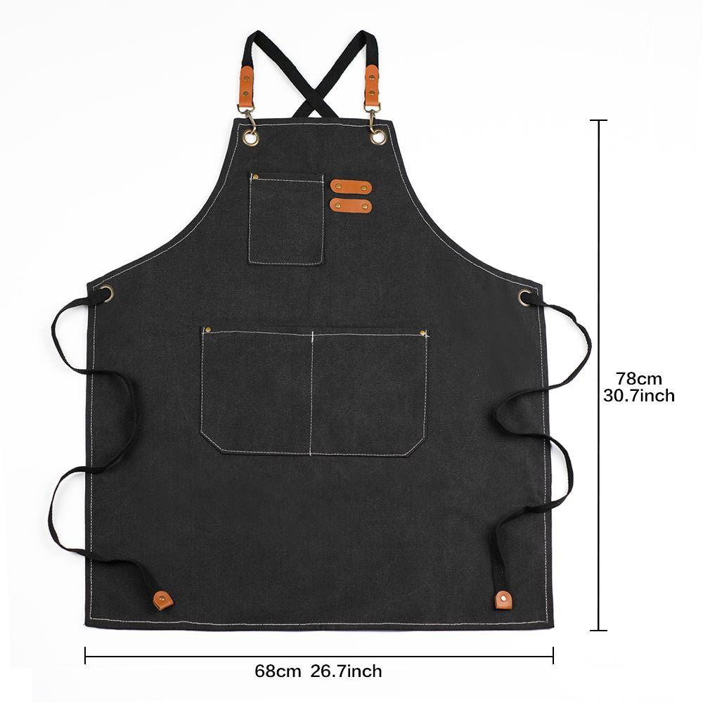 Xemussa Cotton Canvas Cross Back Chef Apron - Adjustable, practical